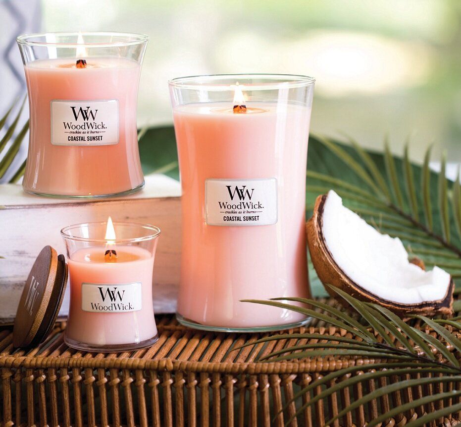 Ароматична свічка з ароматом цитрусових, кокосу та ванілі Woodwick Mini Coastal Sunset 85 г - фото №1 Ароматична свічка з ароматом цитрусових, кокосу та ванілі Woodwick Mini Coastal Sunset 85 г - фото №1